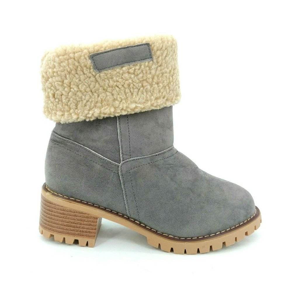 Rosy Womens Sherpa Collar Fold Over Ankle Boots ‎ EUR 36